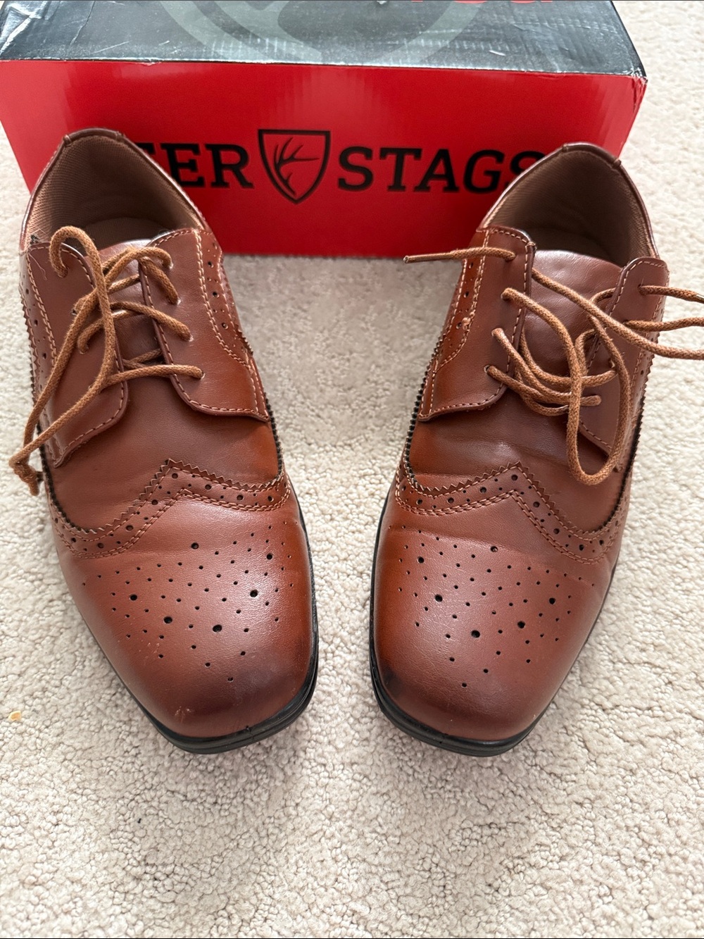 Deer Stags Men’s Tan/Brown Wingtip Oxford Dress Shoes